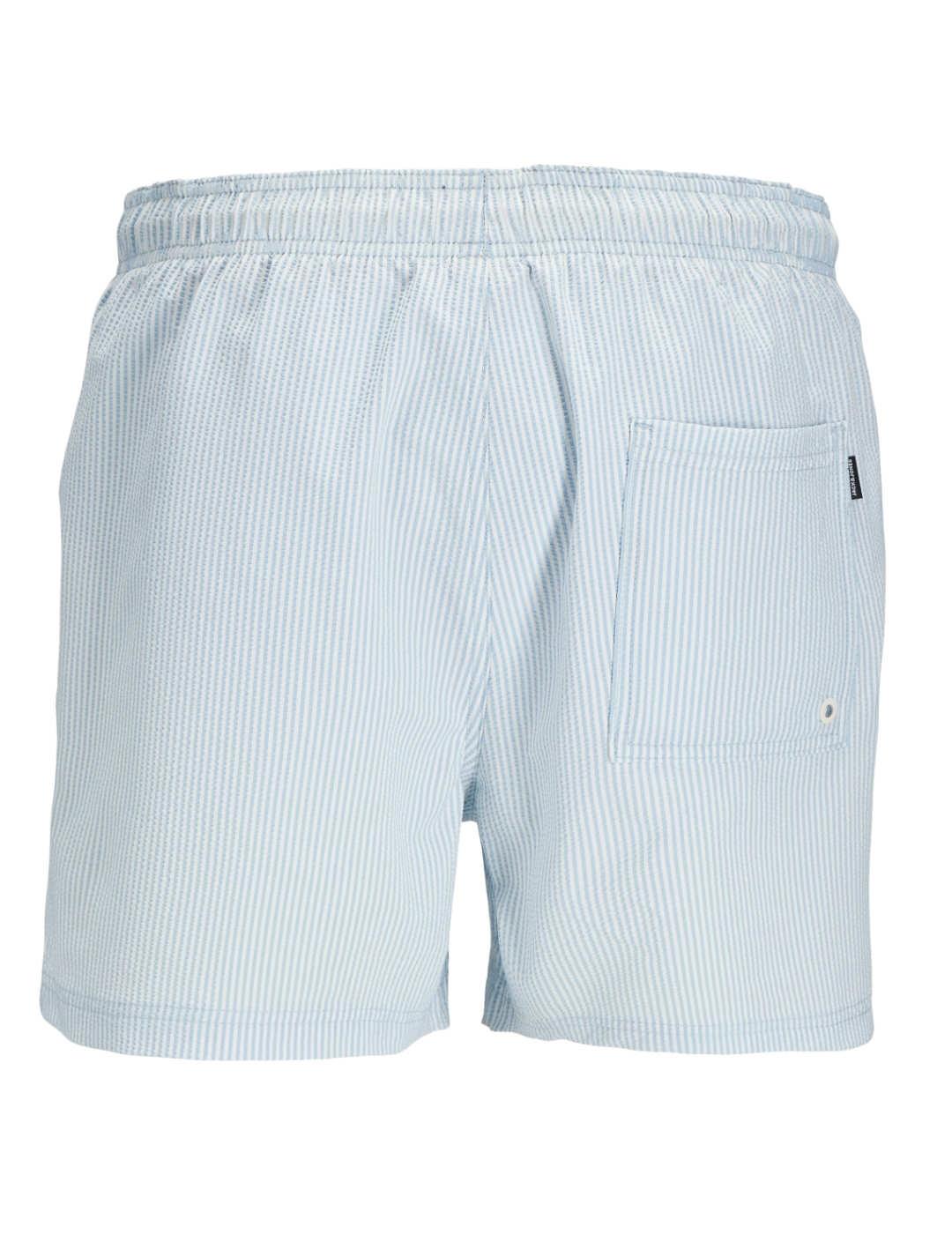Bañador Jack&Jones Maui azul claro a rayas blancas de hombre
