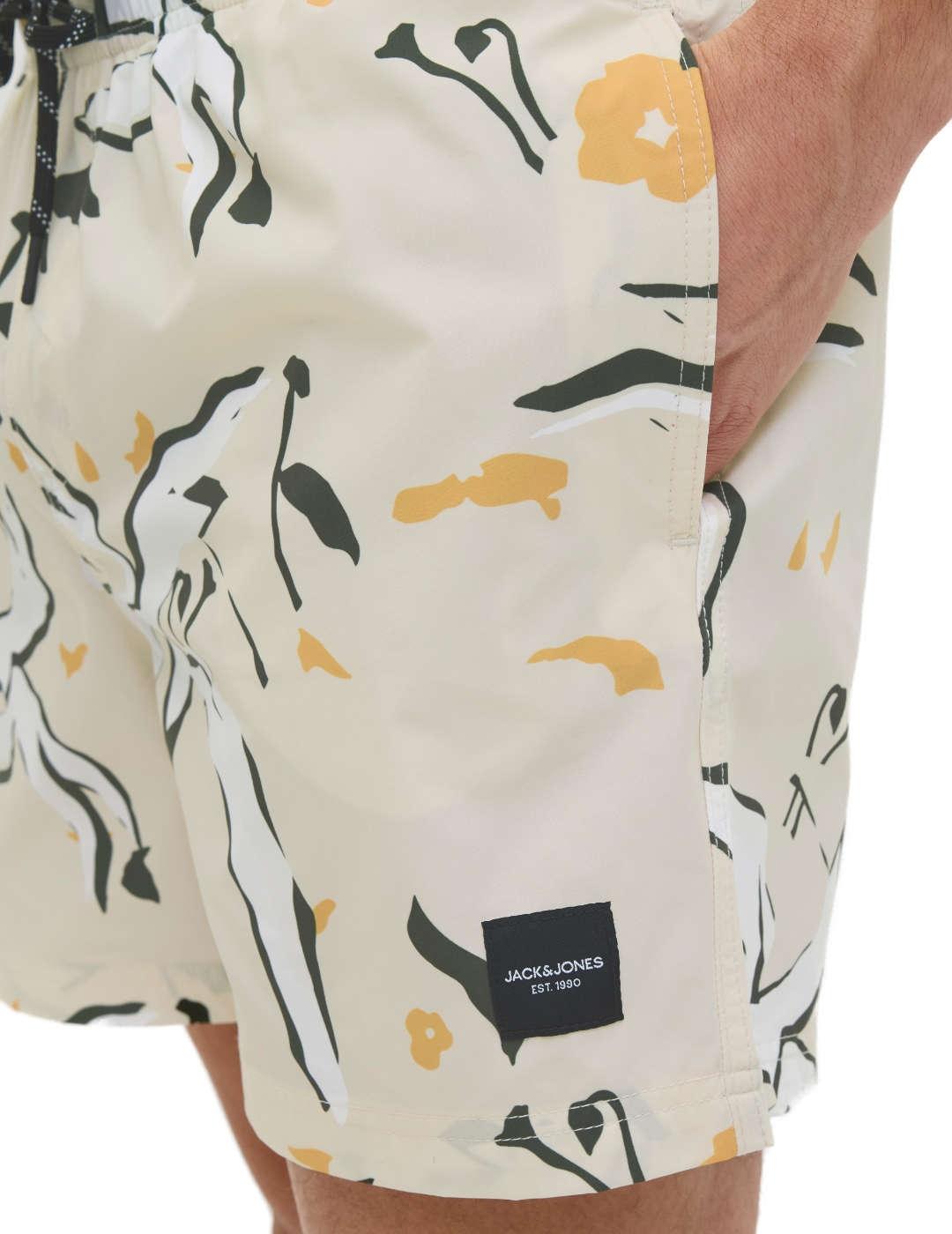 Bañador Jack&Jones Maui beige estampado floral para hombre