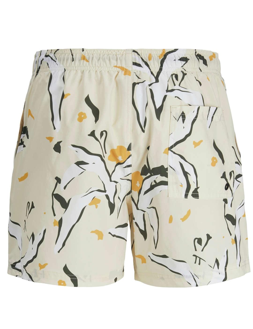 Bañador Jack&Jones Maui beige estampado floral para hombre