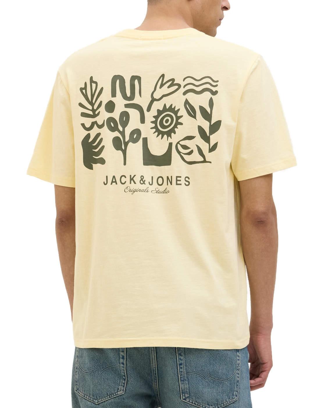 Camiseta Jack&Jones Canggu amarilla manga corta para hombre