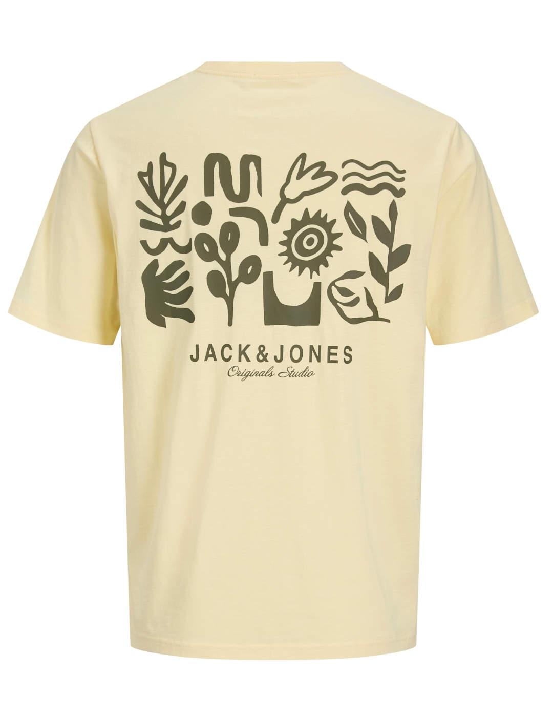 Camiseta Jack&Jones Canggu amarilla manga corta para hombre