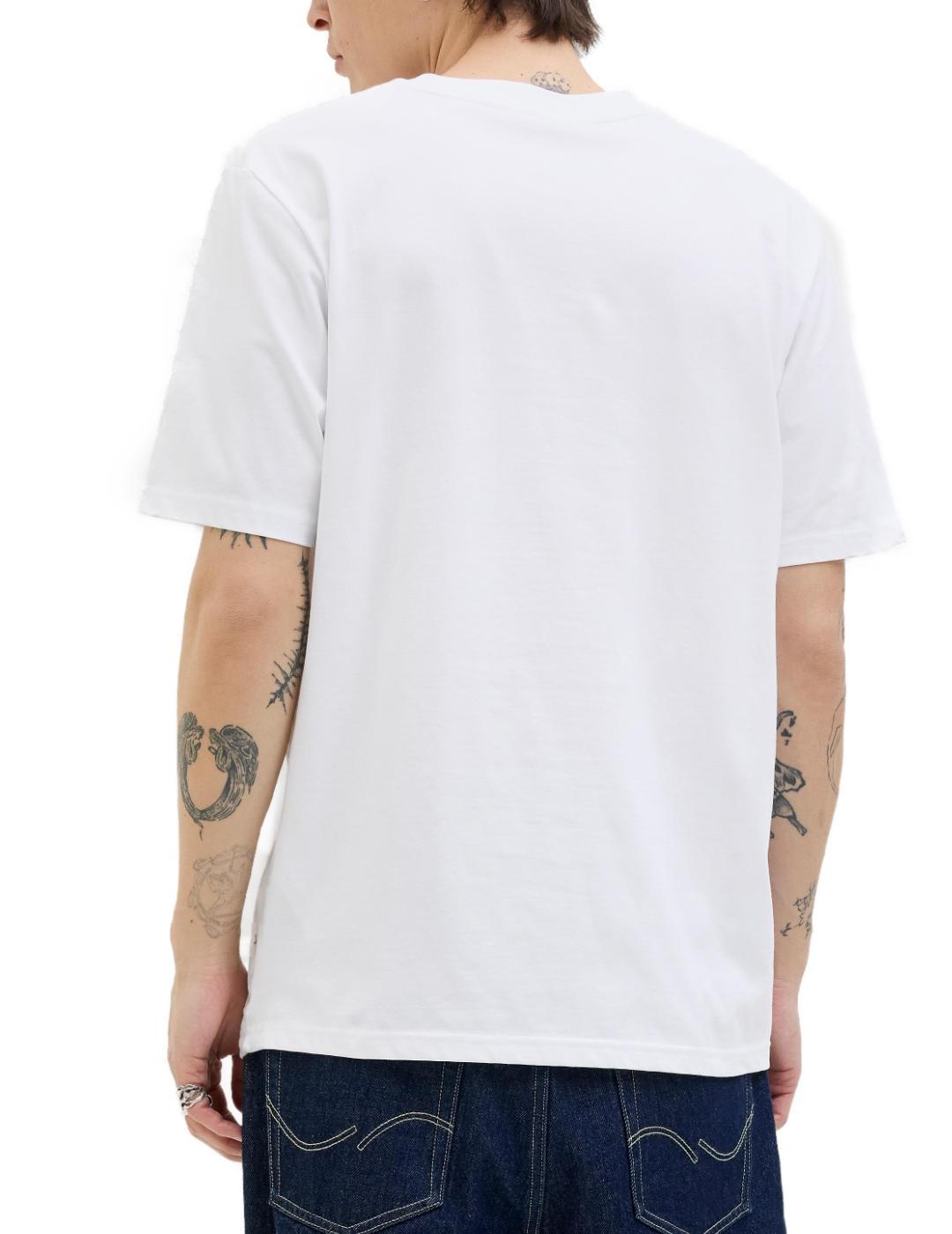 Camiseta Jack&Jones Canggu blanca dibujo frontal de hombre