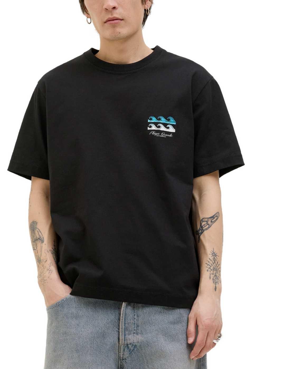 Camiseta Jack&Jones Canggu negra manga corta de hombre