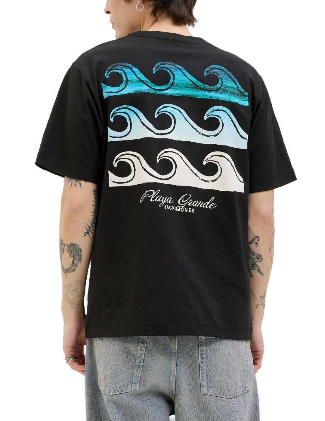 Camiseta Jack&Jones Canggu negra manga corta de hombre