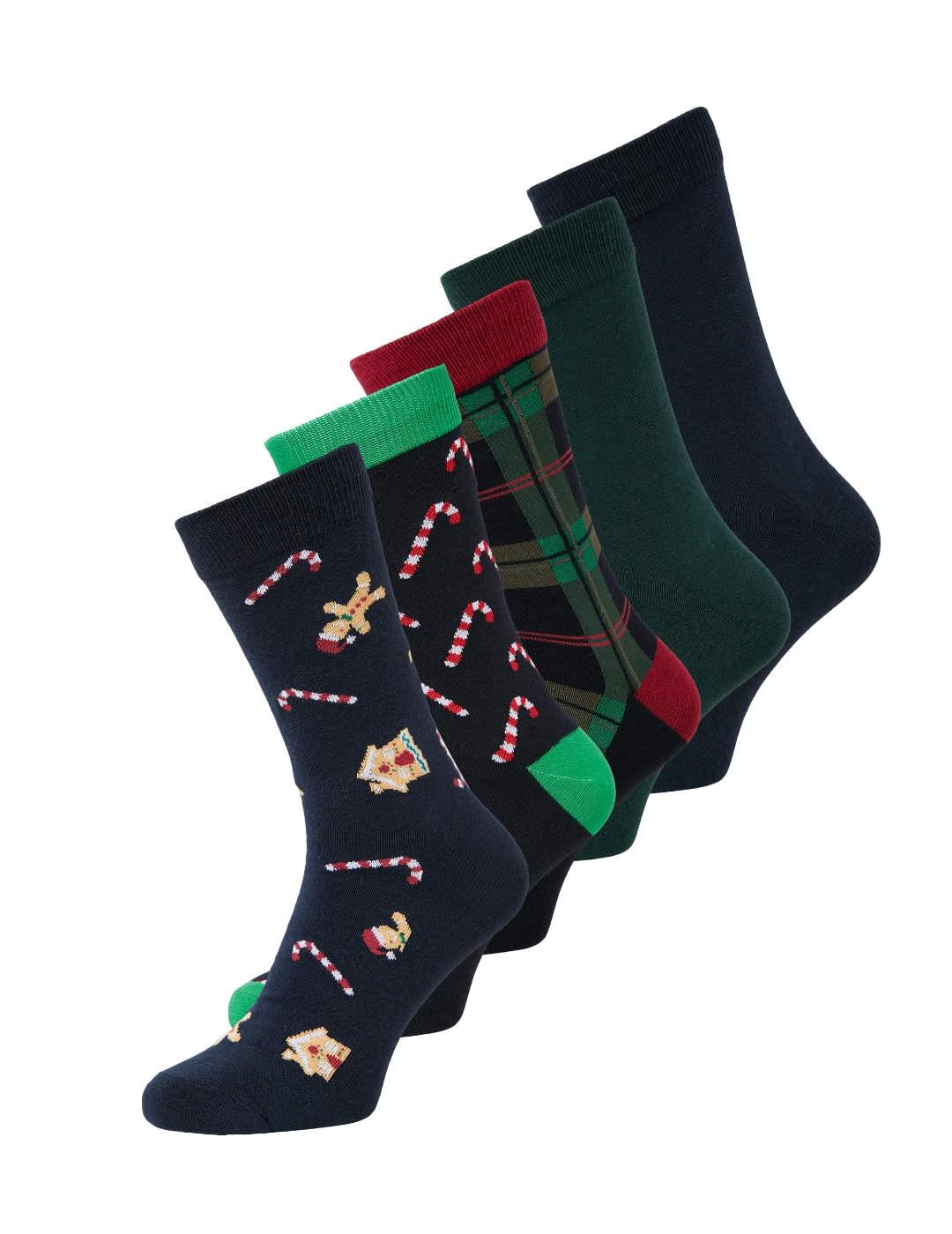 Calcetines altos Jack&Jones pack 5 Cristhmas para hombre