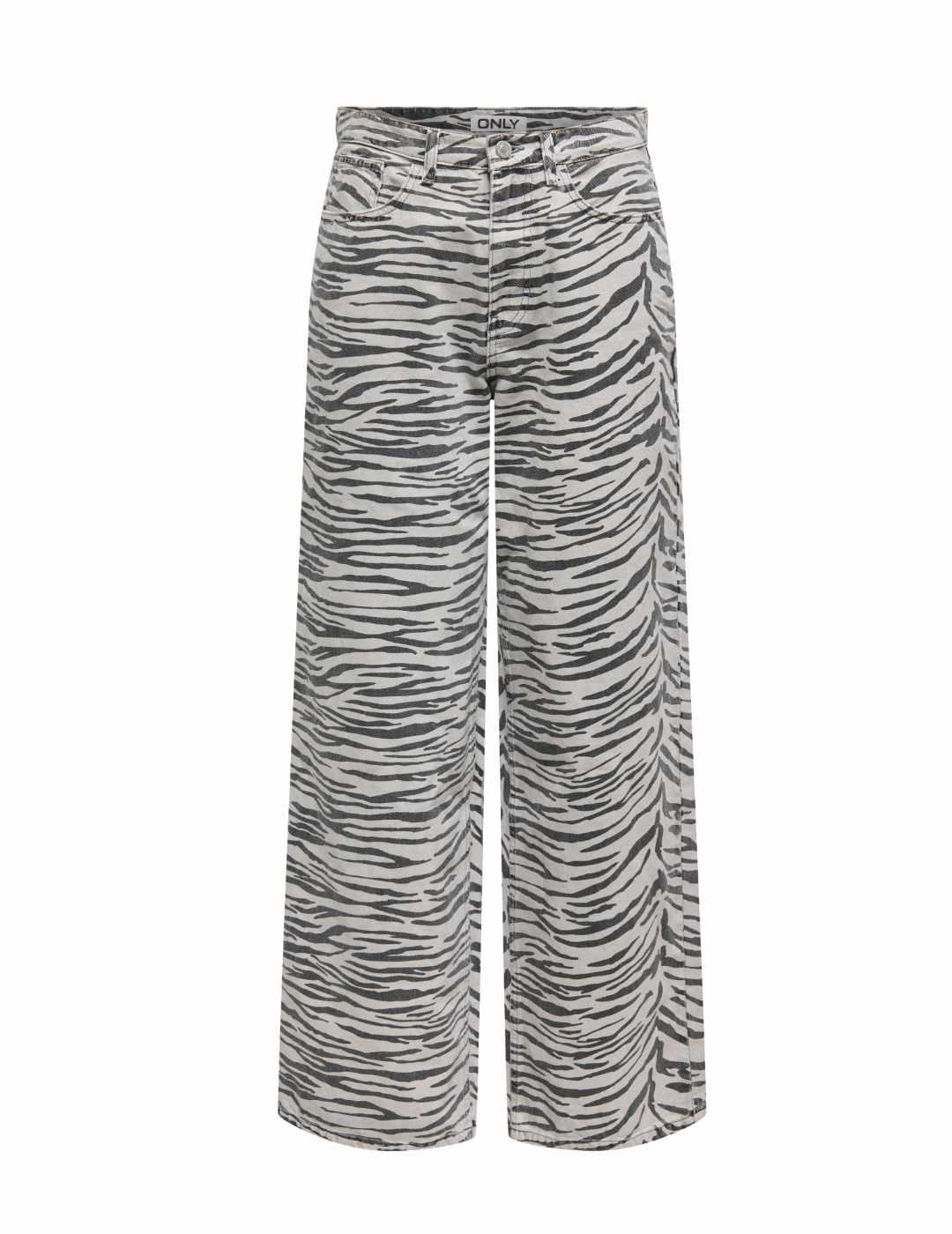 Pantalón vaquero Only Hope wide cebra para mujer