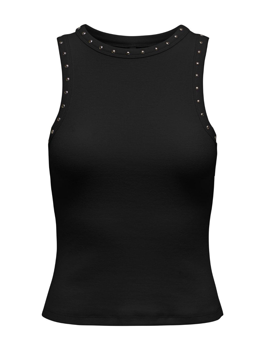 Top Only Jean tirante ancho negro tachuelas para mujer