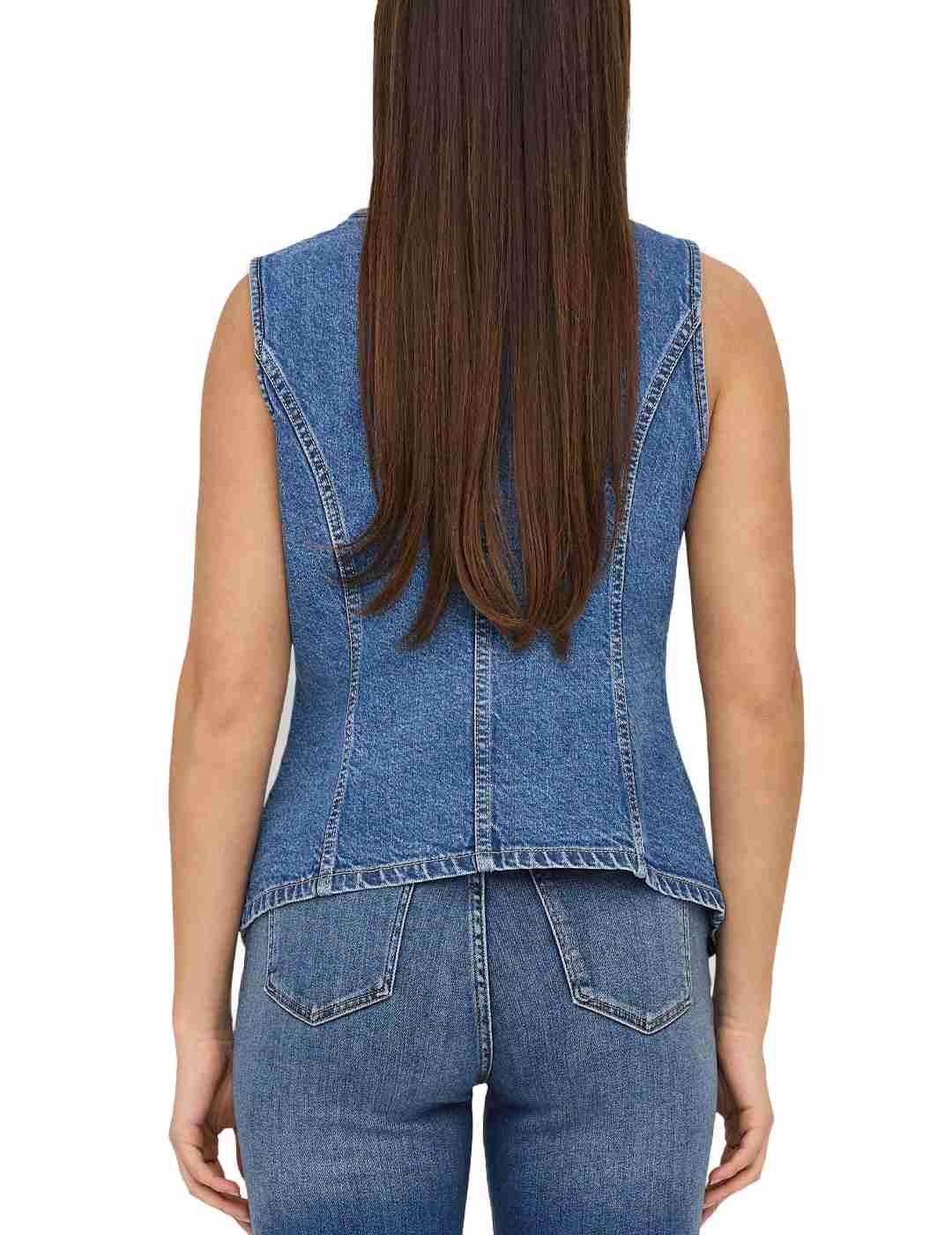 Chaleco Only Giulina azul vaquero slim para mujer