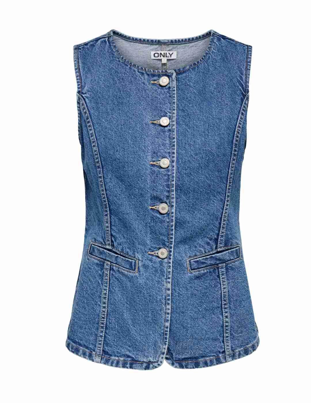 Chaleco Only Giulina azul vaquero slim para mujer