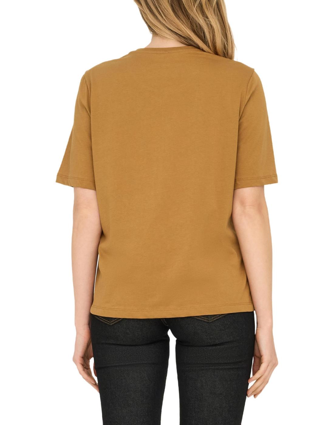 Camiseta Only Stacey mostaza manga corta para mujer