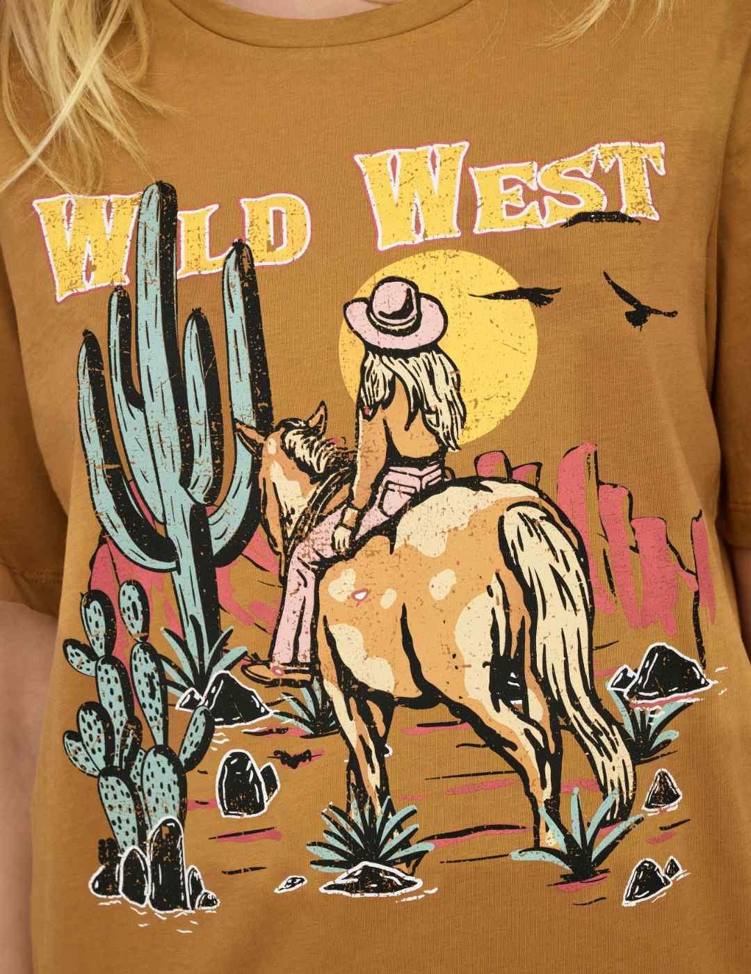 Camiseta Only Stacey mostaza manga corta para mujer