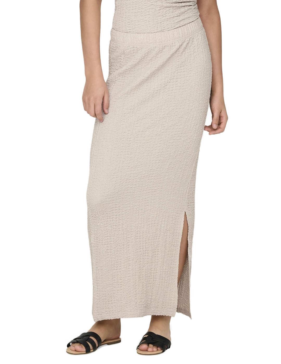 Falda Only Katie maxi beige tejido textura para mujer