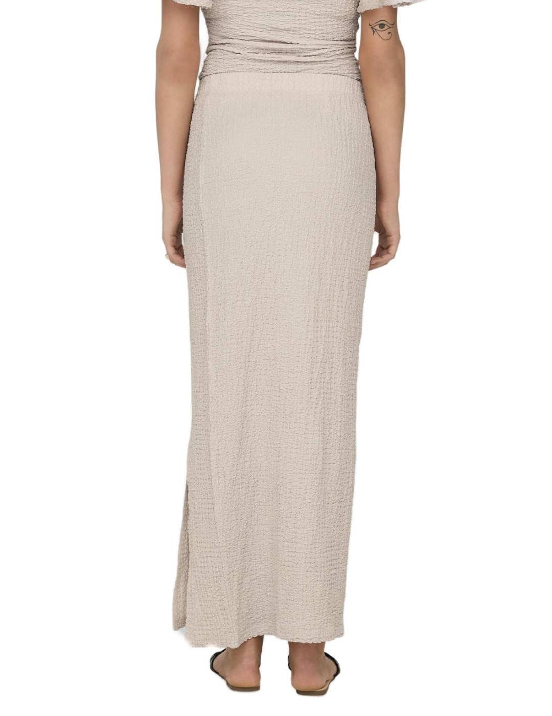 Falda Only Katie maxi beige tejido textura para mujer