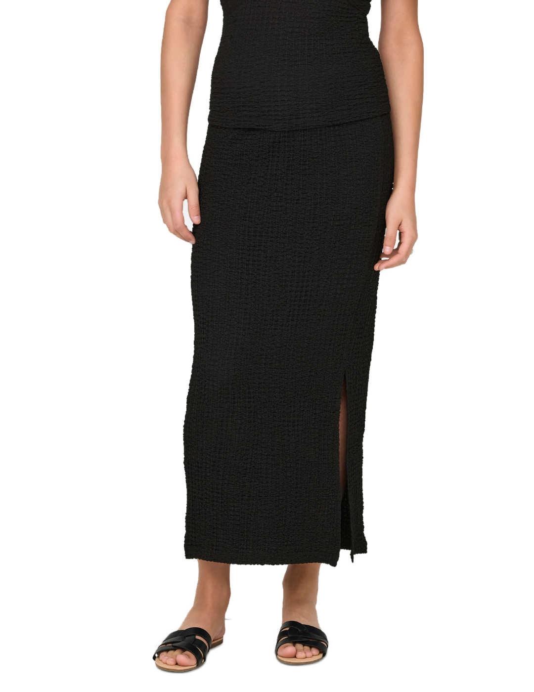 Falda Only Katie maxi negra tejido con textura para mujer