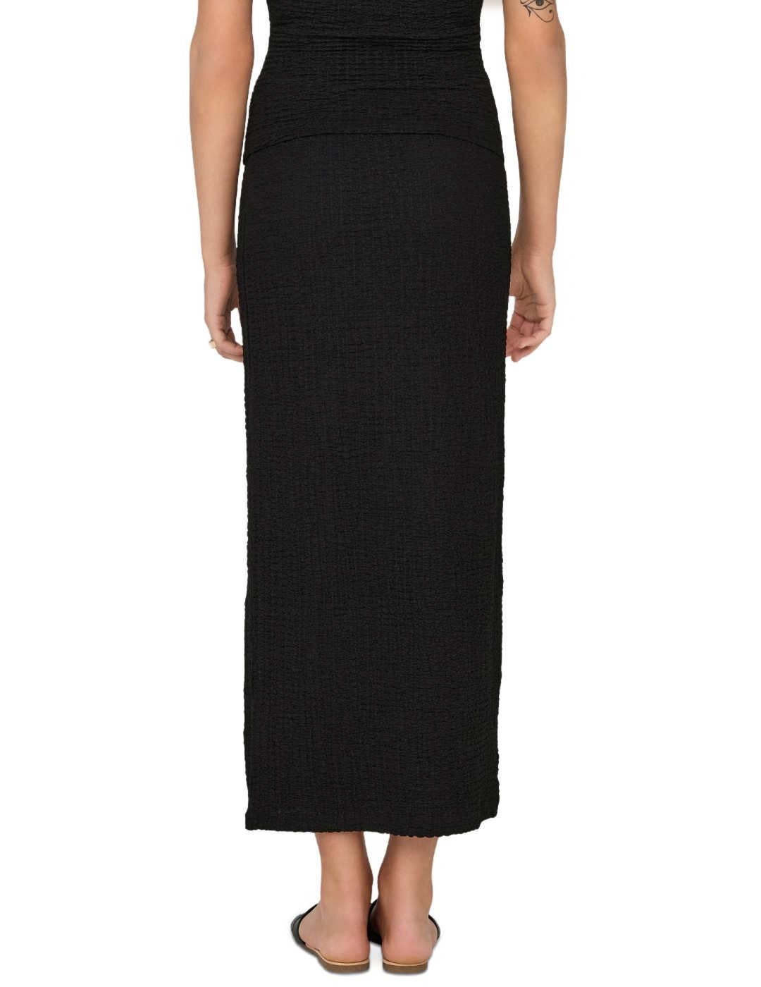 Falda Only Katie maxi negra tejido con textura para mujer