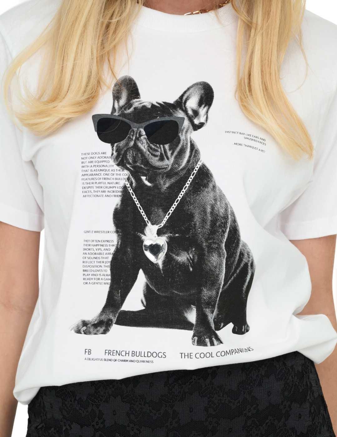 Camiseta Only Donna blanca Bulldog de mujer-Sh