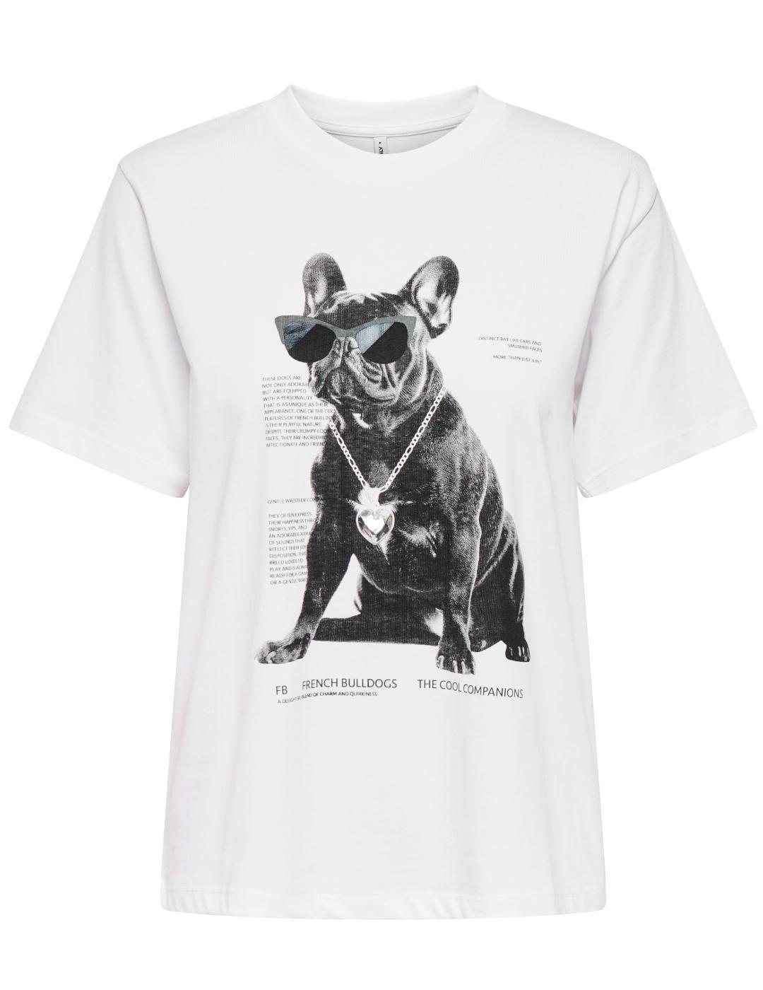 Camiseta Only Donna blanca Bulldog de mujer-Sh
