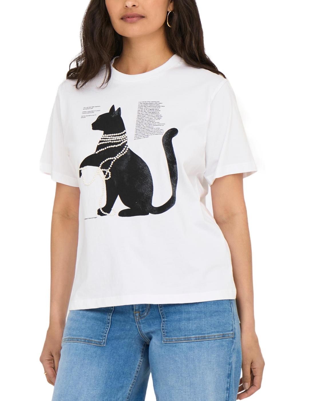 Camiseta Only Donna blanca Cat de mujer-Sh