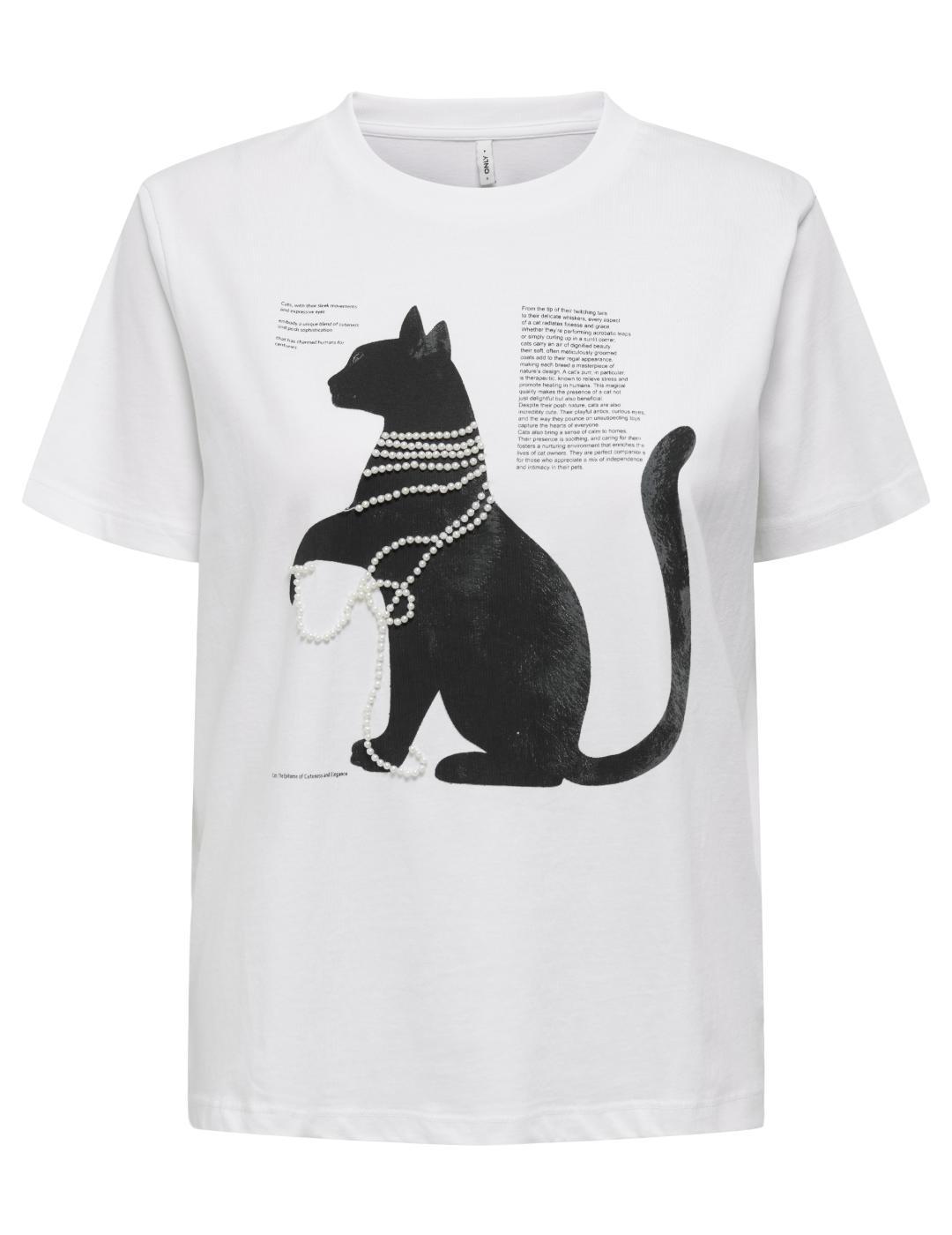 Camiseta Only Donna blanca Cat de mujer-Sh