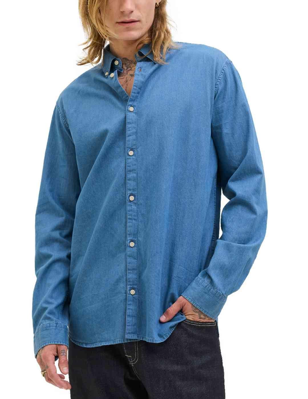 Camisa Jack&Jones Perfect azul medio vaquera para hombre