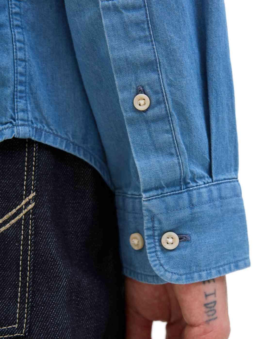 Camisa Jack&Jones Perfect azul medio vaquera para hombre