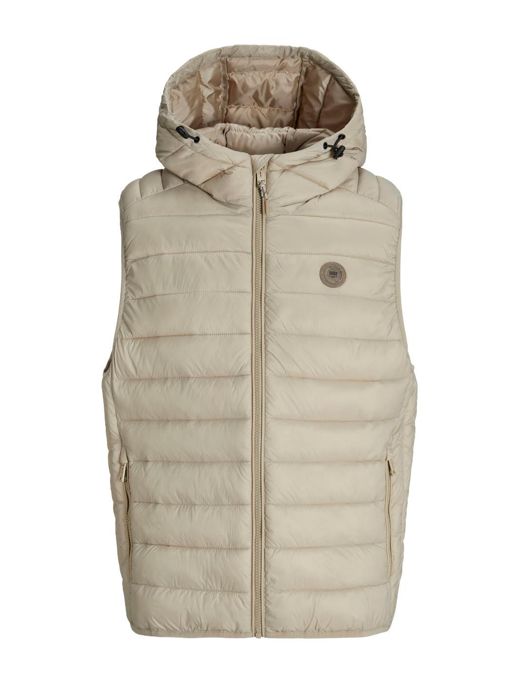 Chaleco Jack&Jones Bradley beige con capucha para hombre