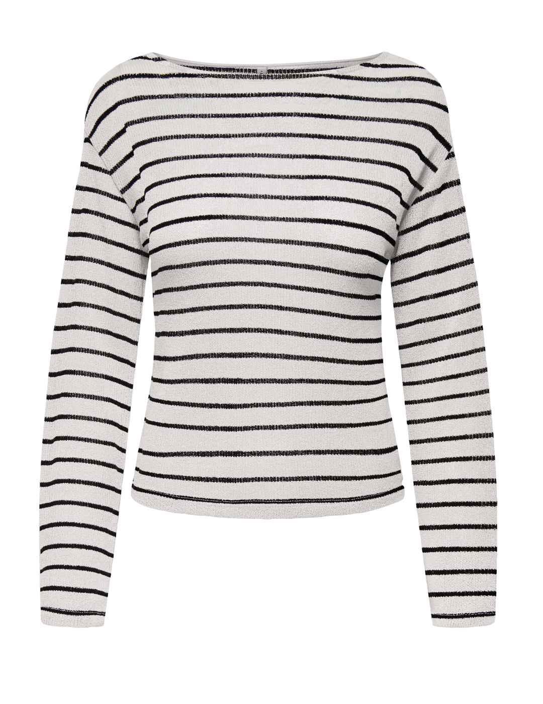 Camiseta Only Spezia blanca a rayas manga larga para mujer