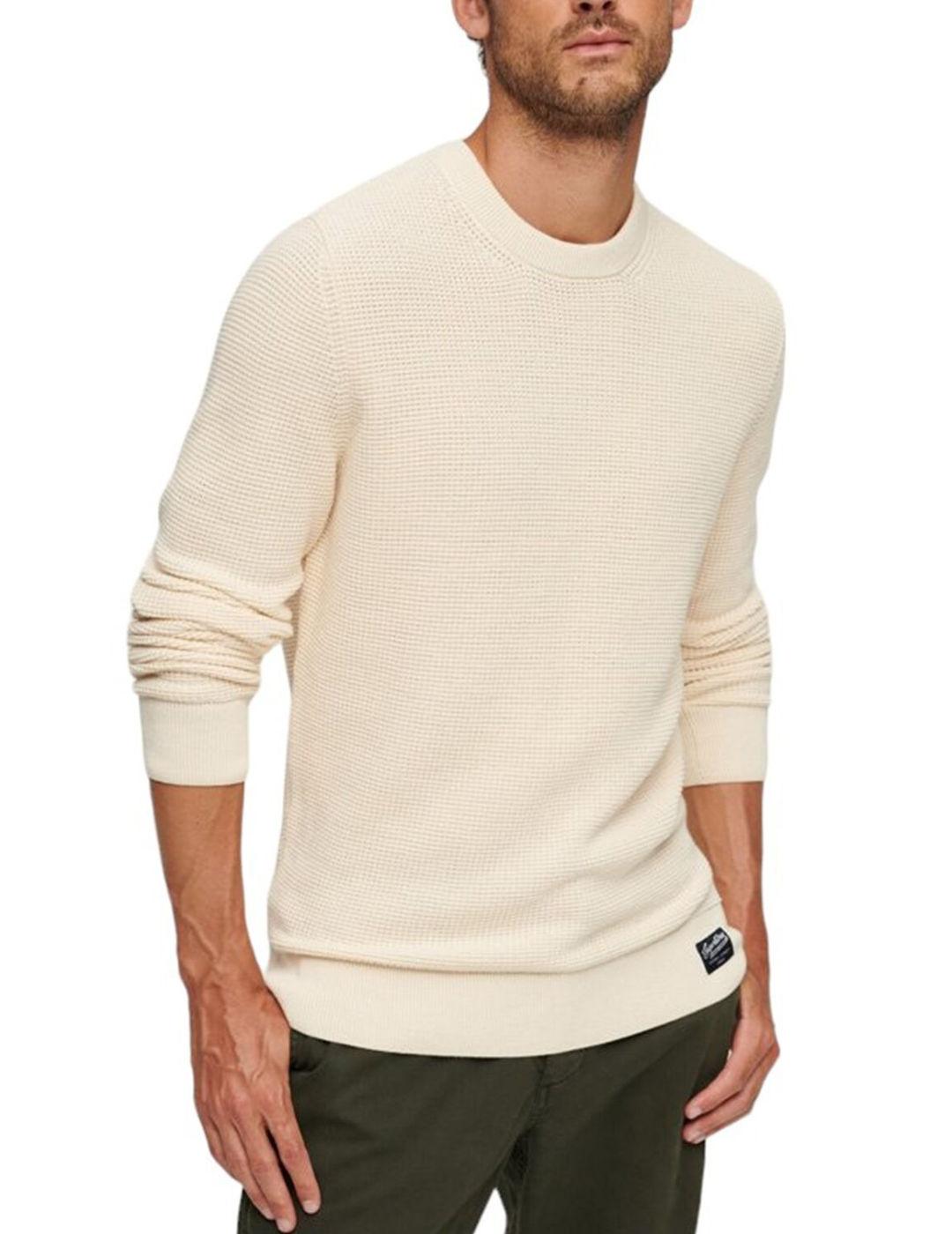 Jersey Superdry textured beige de punto para hombre