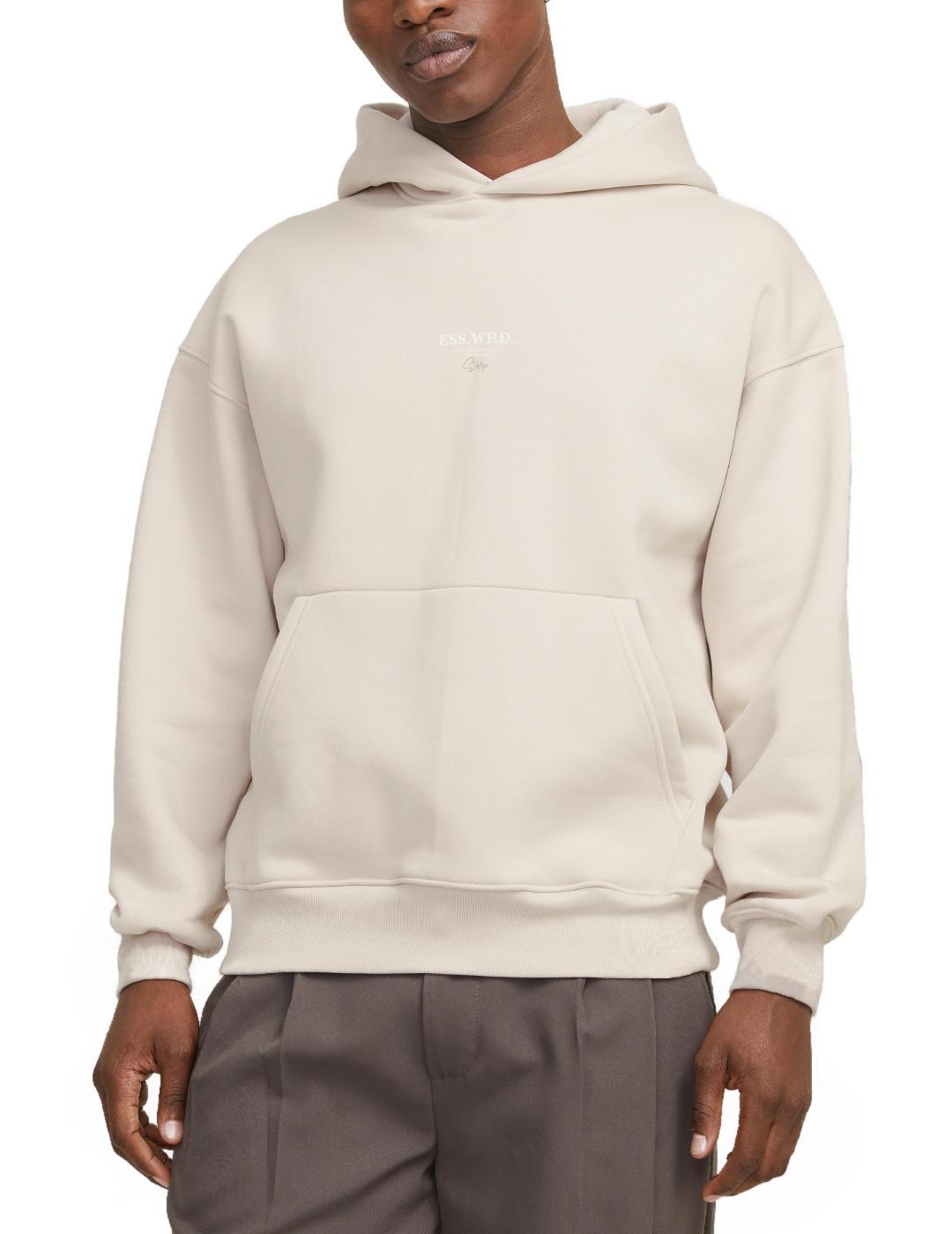 Sudadera Jack&Jones beige con capucha para hombre