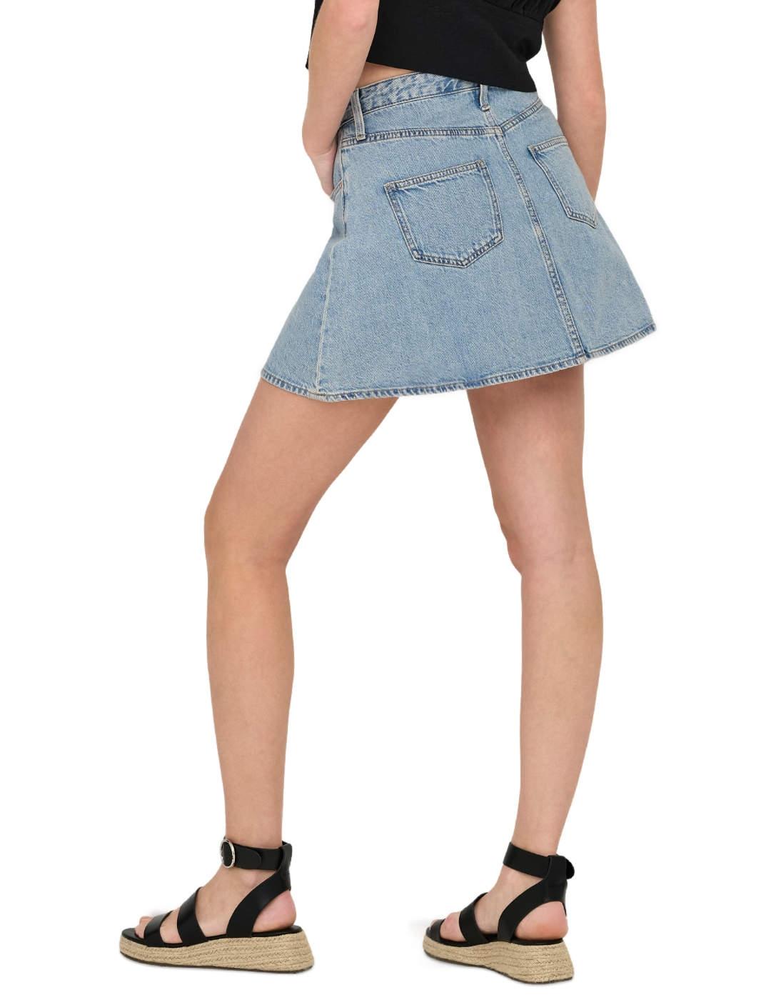 Falda Only Eden vaquera azul claro acampanada para mujer