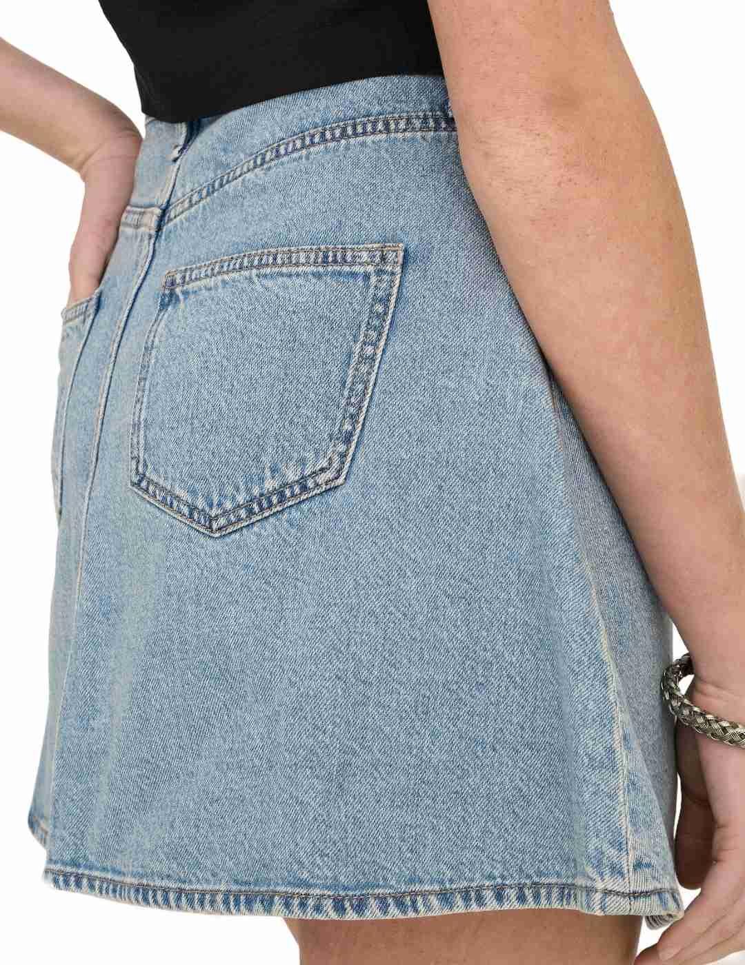 Falda Only Eden vaquera azul claro acampanada para mujer
