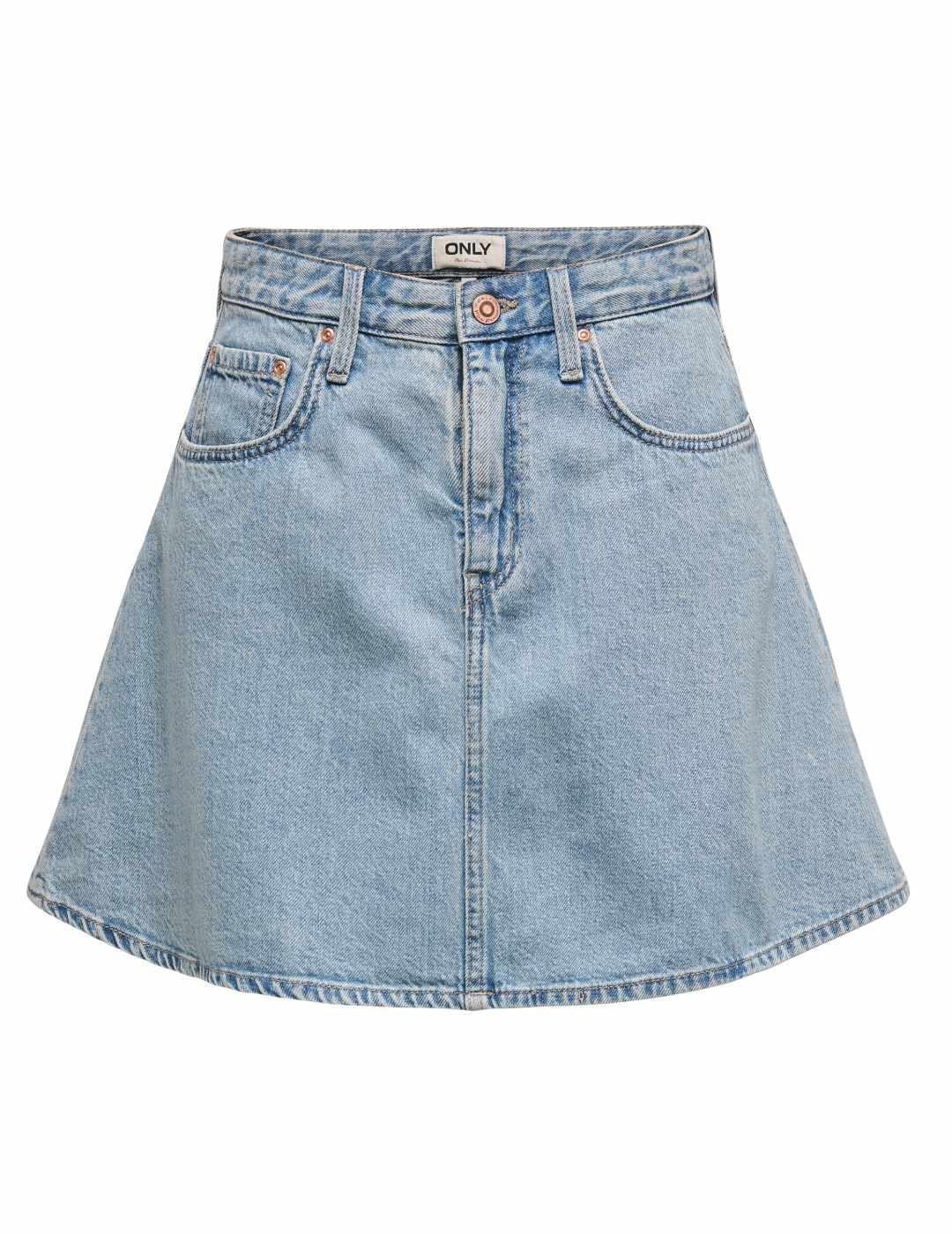 Falda Only Eden vaquera azul claro acampanada para mujer
