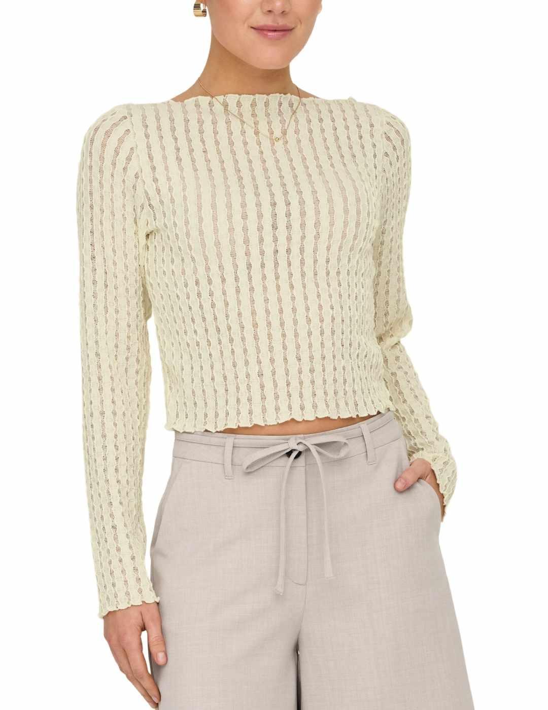 Camiseta Only Noor amarilla pastel manga larga de mujer