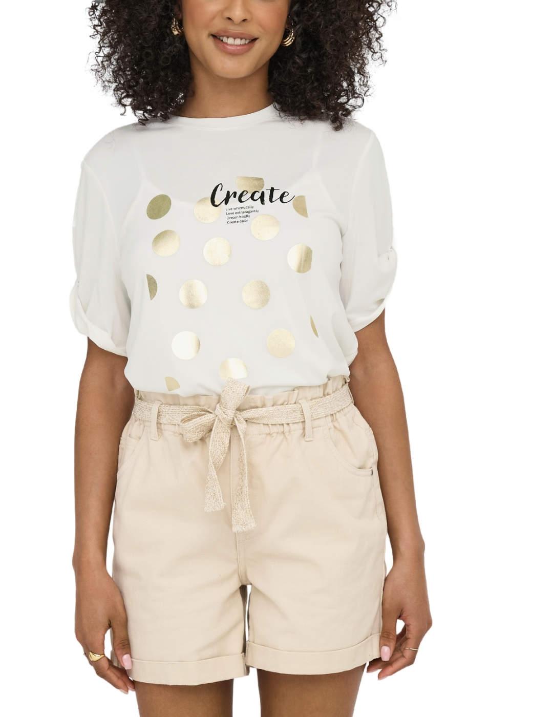 Camiseta Only Free blanca create manga corta para mujer