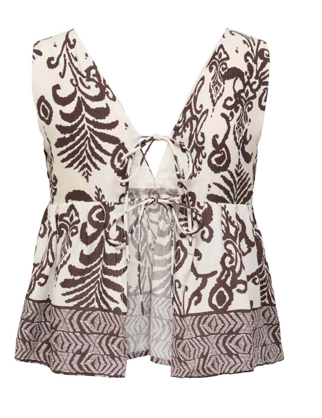 Top Only Richiza marrón estampado floral para mujer