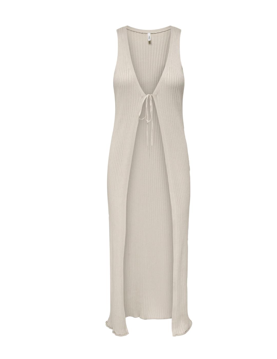 Chaleco Only Meddi largo beige acanaldo para mujer