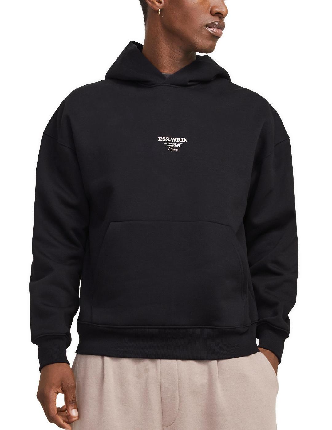 Sudadera Jack&Jones Urban negro con capucha para hombre