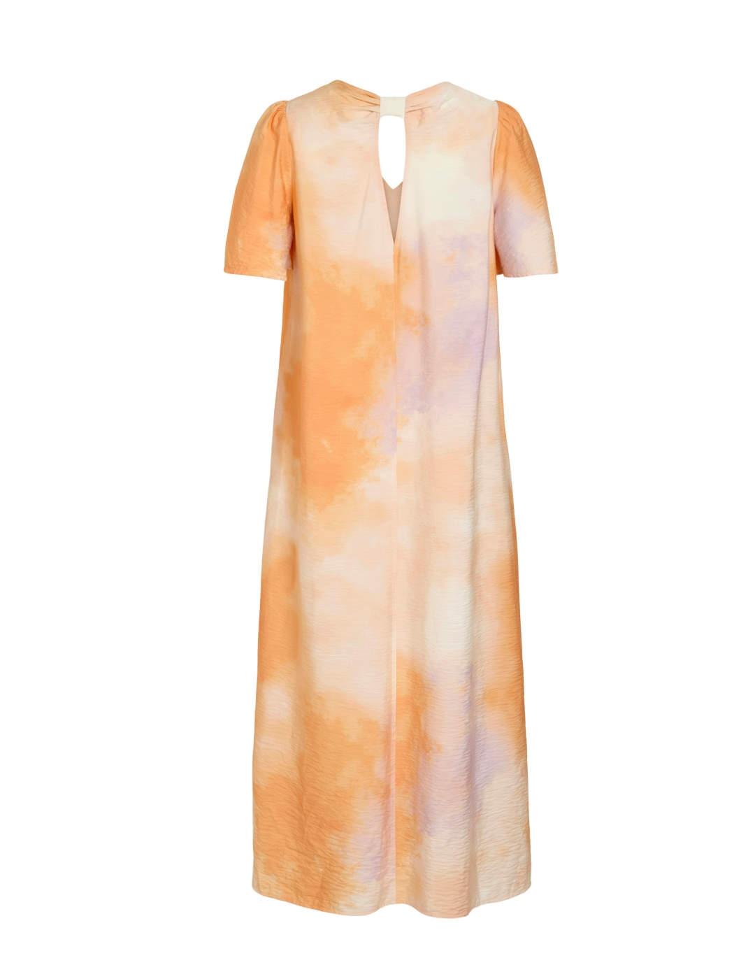 Vestido Vila Olgi largo naranja  manga corta para mujer