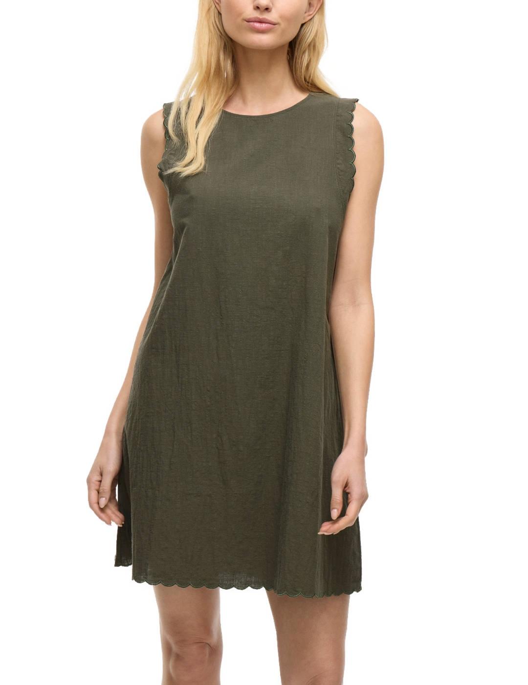 Vestido Vila Fernanda corto verde detalles bordados de mujer