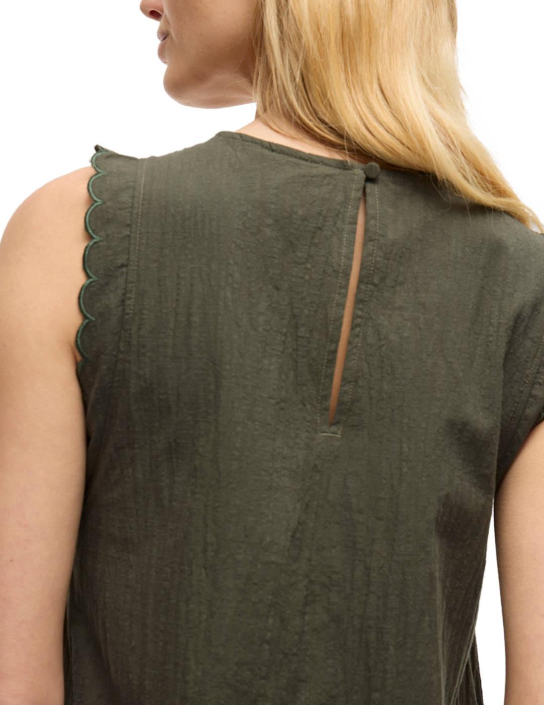 Vestido Vila Fernanda corto verde detalles bordados de mujer