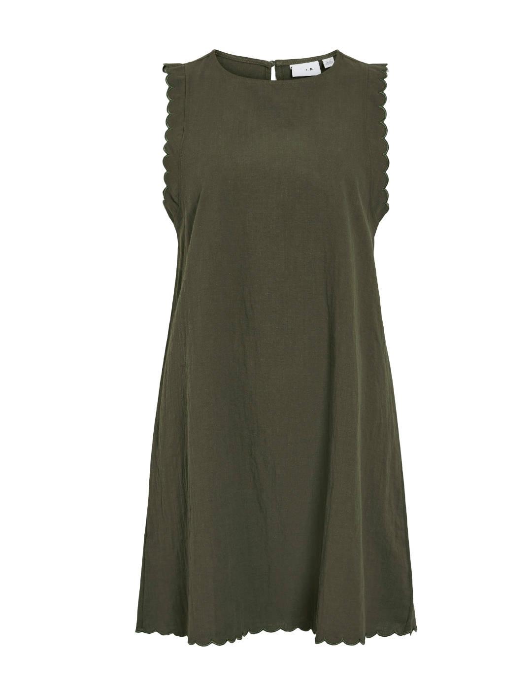 Vestido Vila Fernanda corto verde detalles bordados de mujer