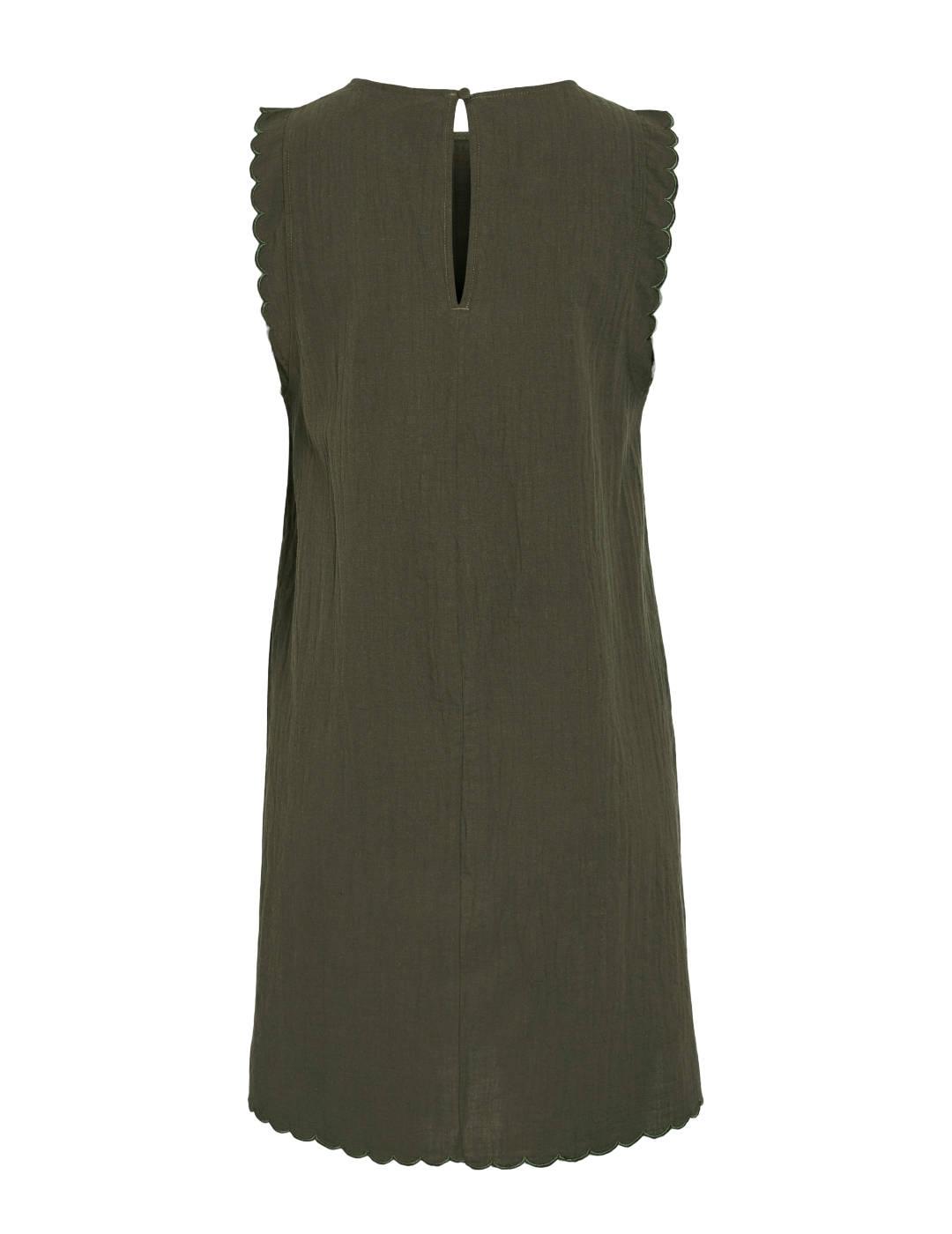 Vestido Vila Fernanda corto verde detalles bordados de mujer