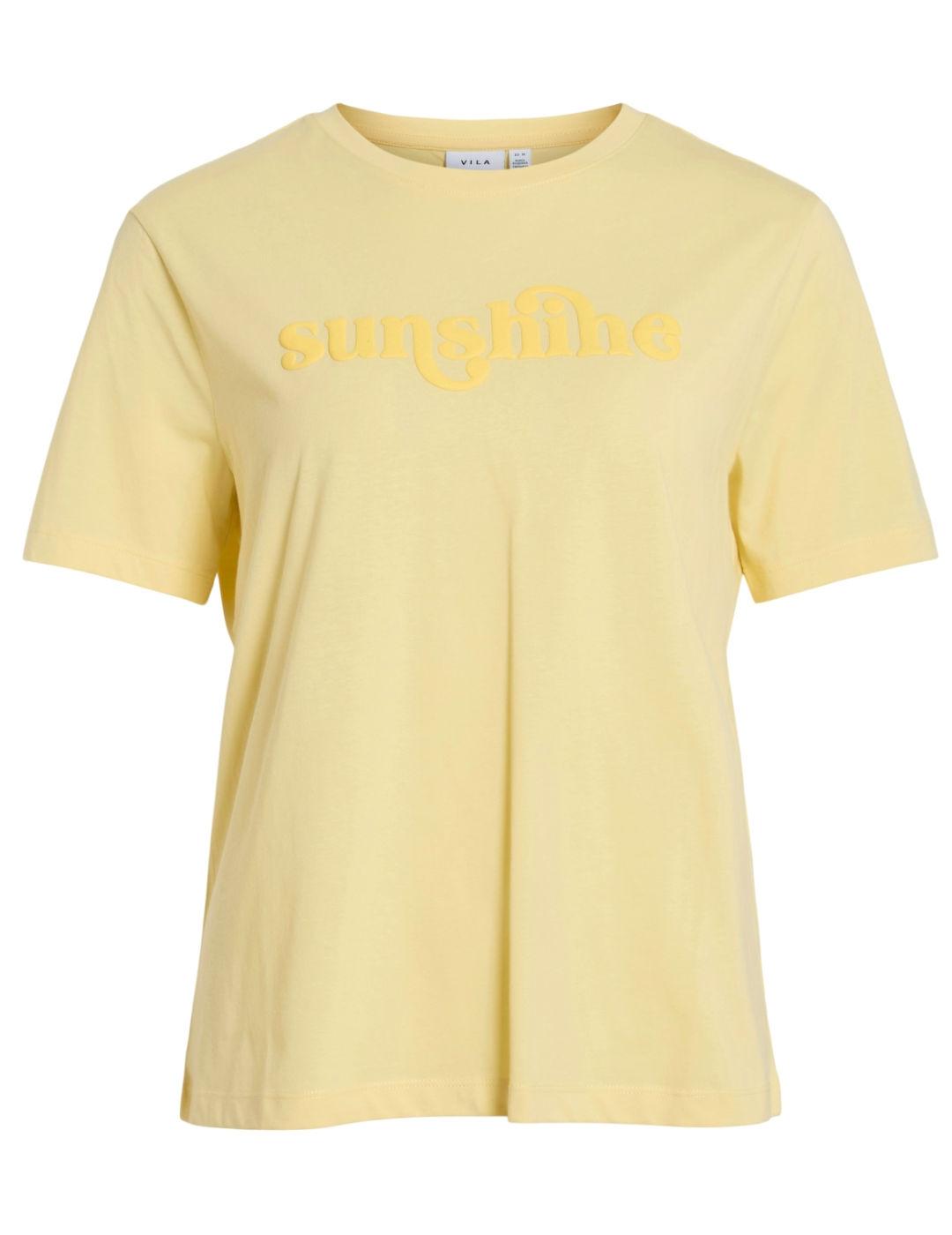Camiseta Vila Sybil amarilla manga corta Sunshine para mujer