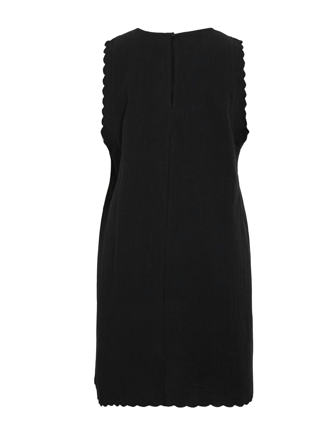 Vestido Vila Fernanda corto negro detalles bordados de mujer