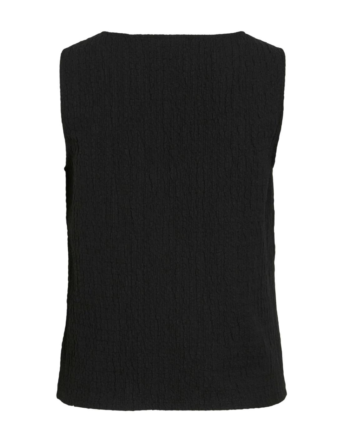 Camiseta Vila Romira sisa negra textura arrugada para mujer