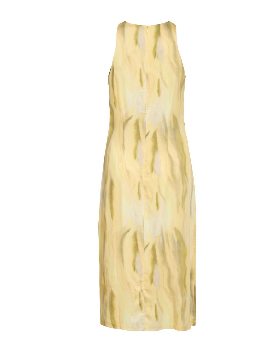 Vestido Vila Murina midi amarillo marmolado sisa para mujer