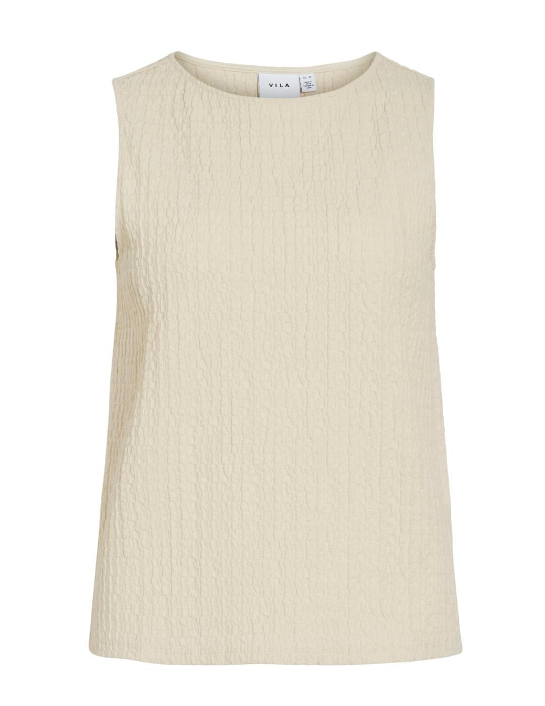 Camiseta Vila Romira sisa cruda textura arrugada para mujer