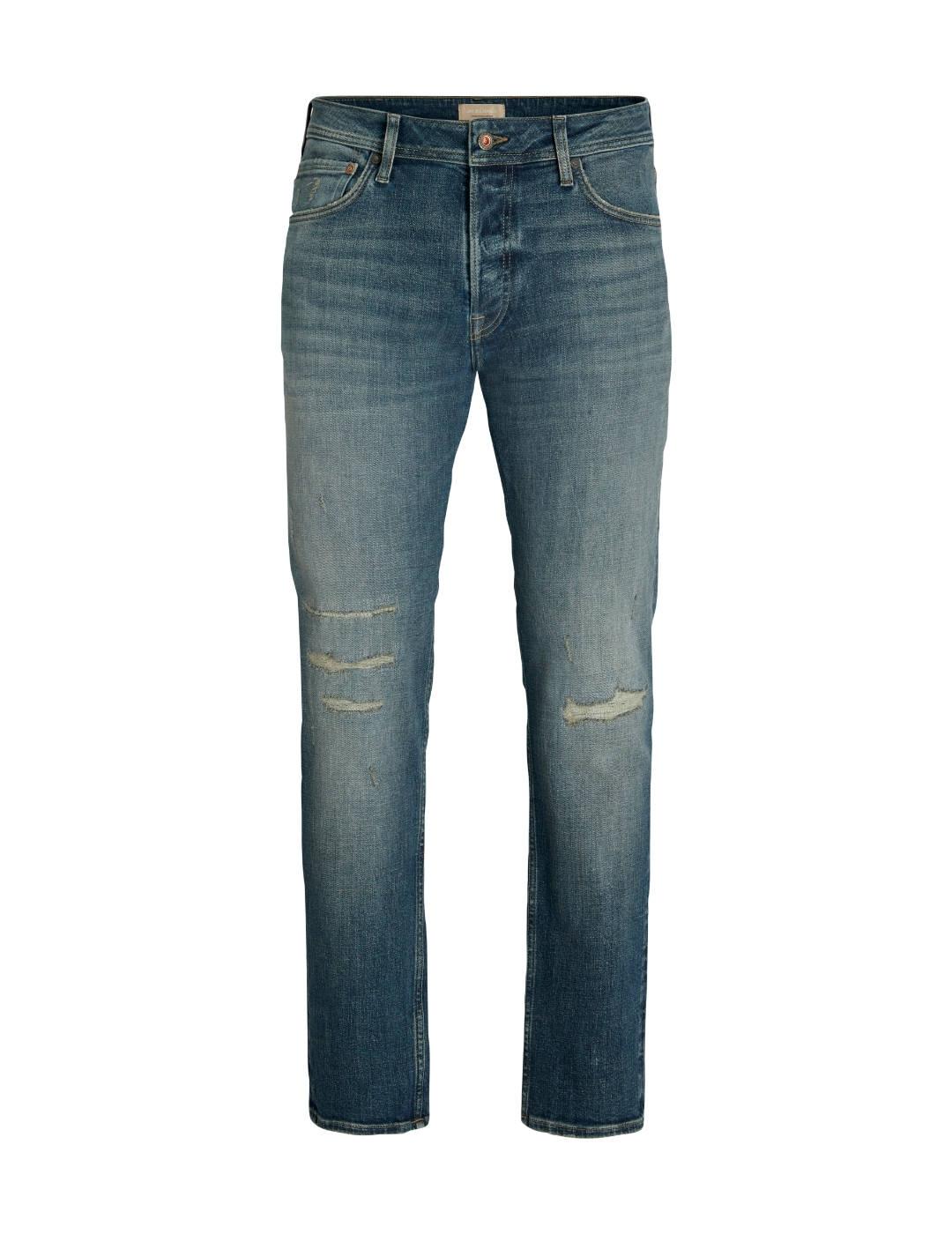 Vaquero Jack&Jones Mike tappered azul medio rotos de hombre