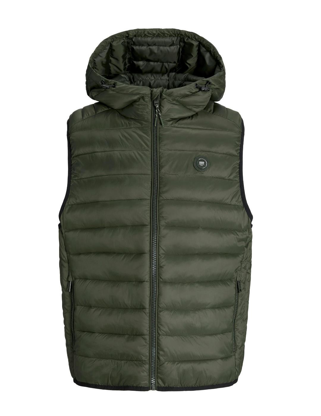 Chaleco Jack&Jones Bradley verde con capucha para hombre