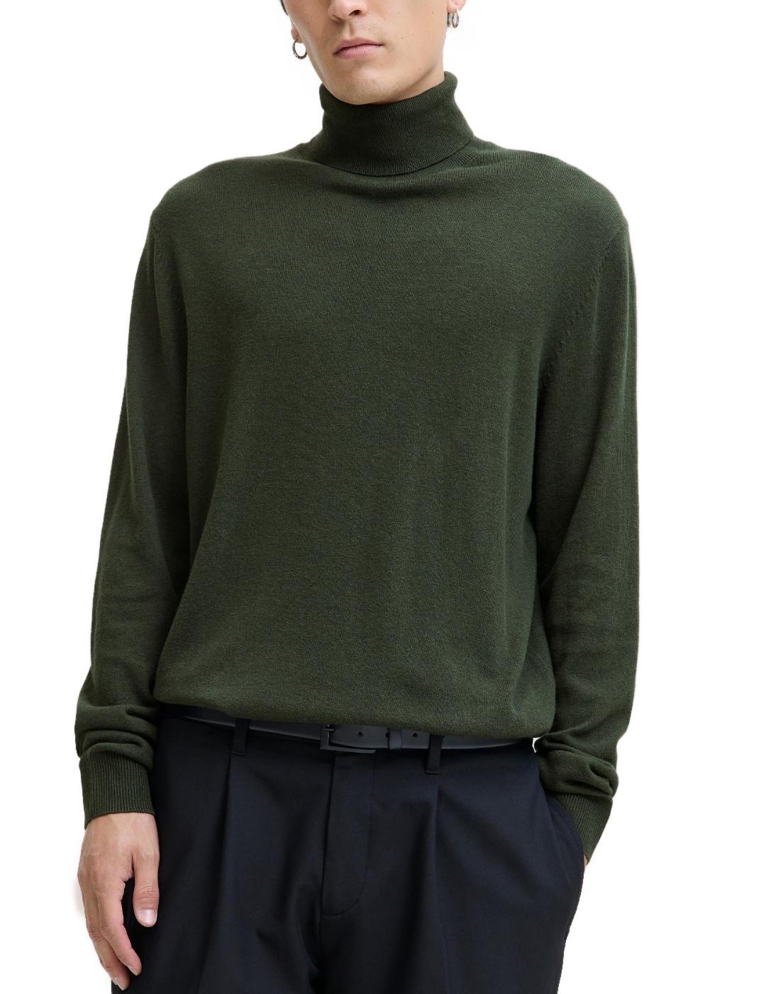 Jersey Jack&Jones Emil verde cuello vuelto para hombre